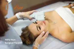 Woman having Hi-Fu to reduce wrinkles Rushden.