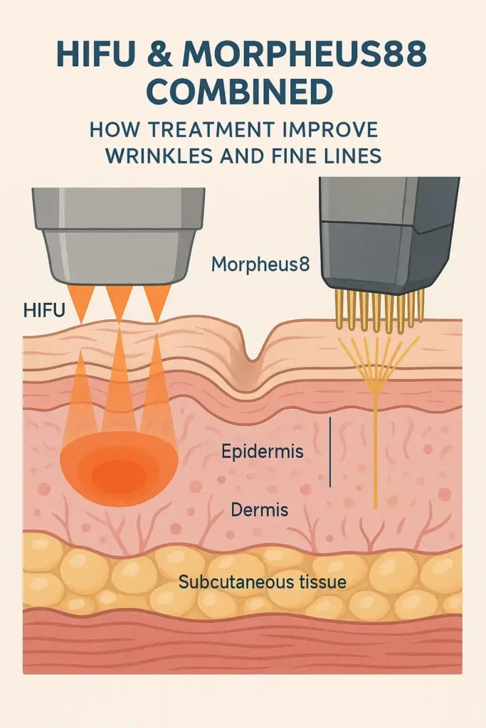 Diagram showing HIFU & Morpeus8 Rushden and the benefits for reduction in wrinkles and fine lines